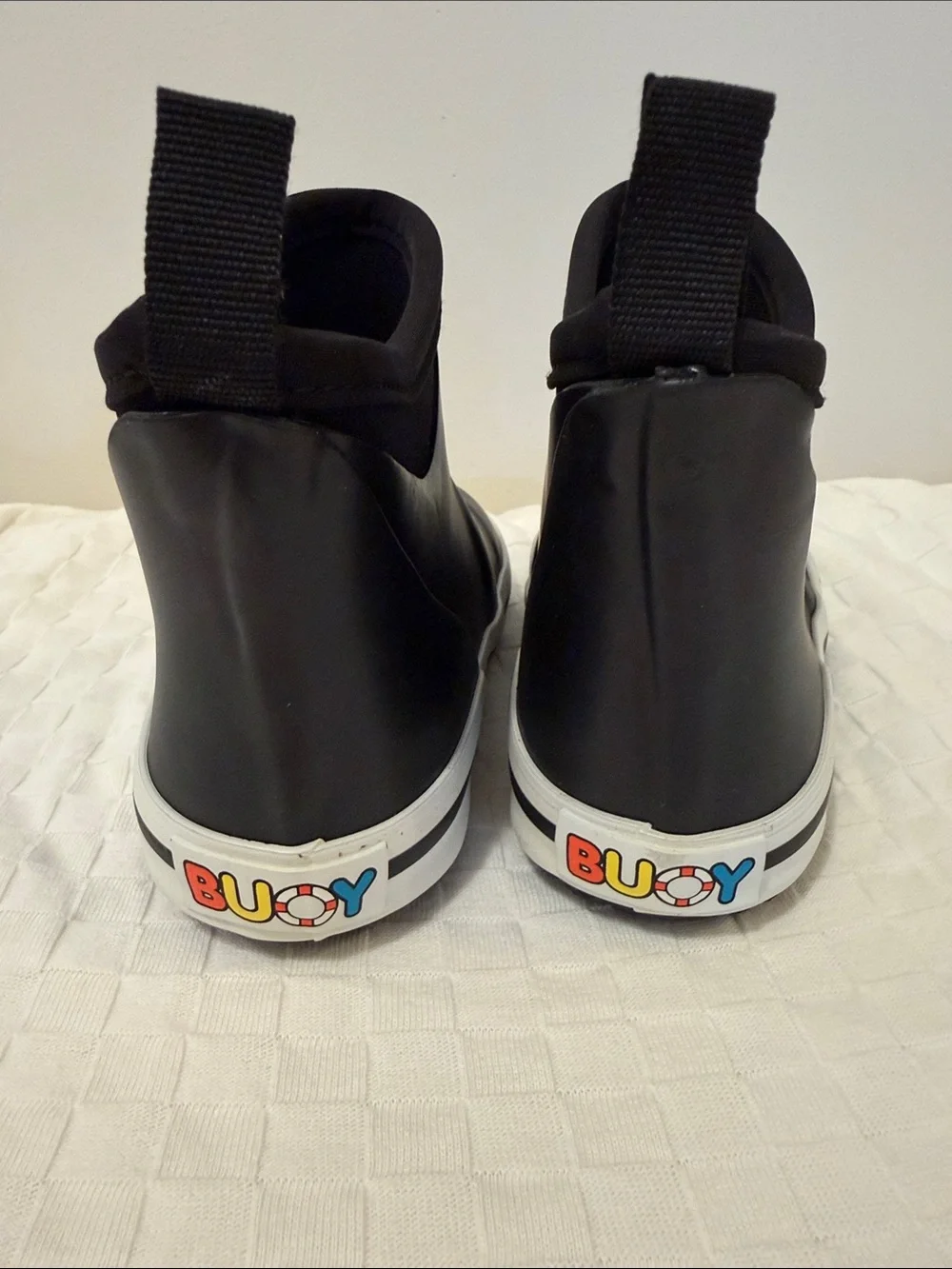 BUOY BOOTS  Black Kids Slip-On Rain & Snow Boots with Buoy Graphic